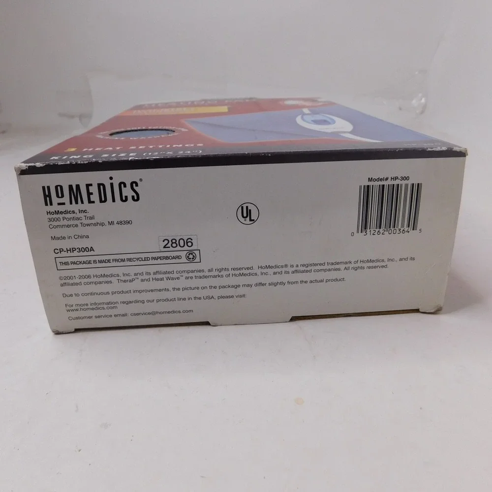 HoMedics HP-300 Therapy Heating Pad Moist/Dry Heat Pain Relief Electric King Siz